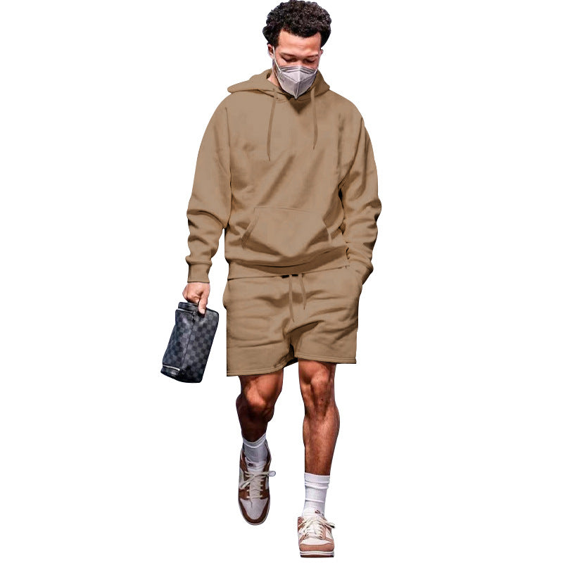 Herren lässiges Hoodie- und Shorts-Set aus atmungsaktivem Material mit praktischen Taschen Echoarchiv