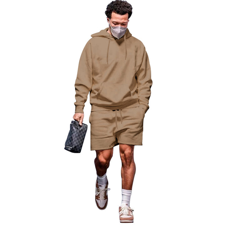Herren lässiges Hoodie- und Shorts-Set aus atmungsaktivem Material mit praktischen Taschen Echoarchiv