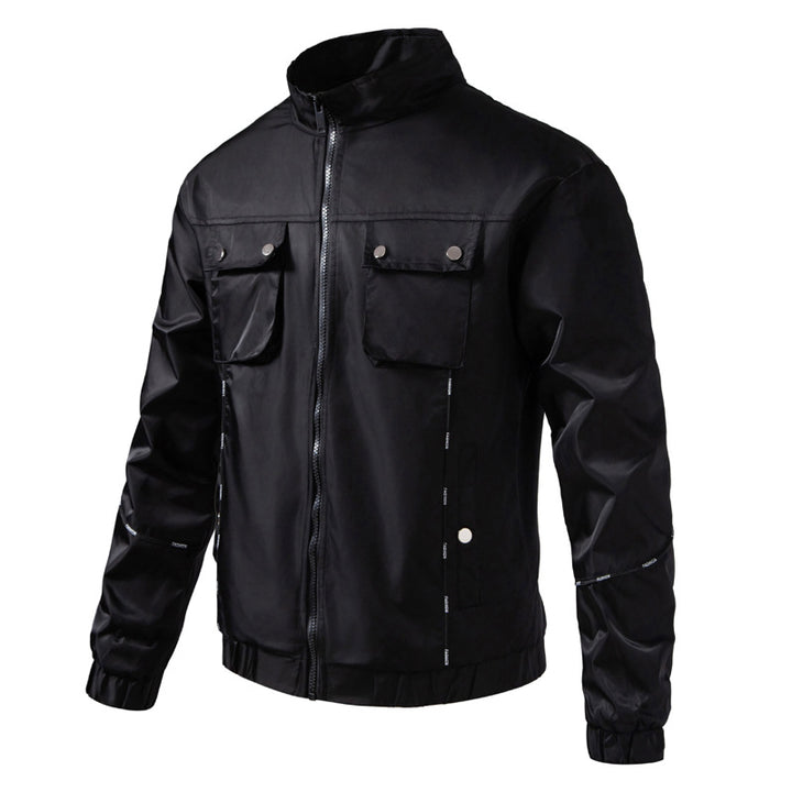 Herren Leichte Utility-Bomberjacke mit Pattentaschen, Stehkragen und elastischem Saum Echo Archiv