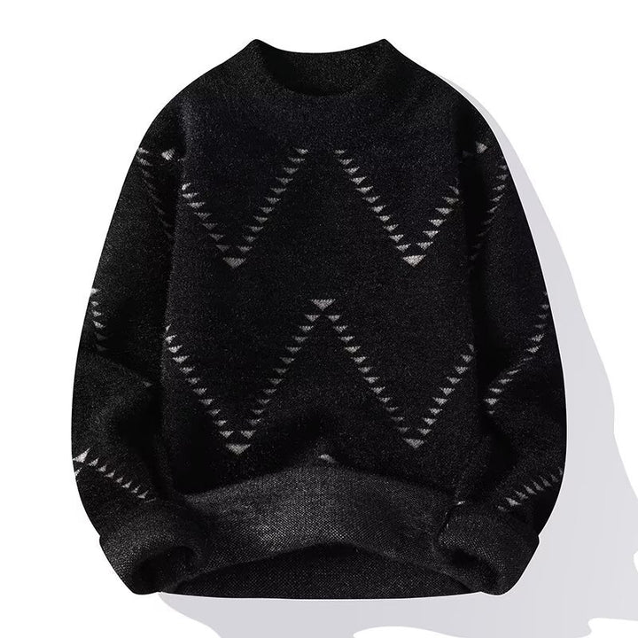Damen Gemütlicher Strickpullover mit modernem Wellenmuster Echoarchiv
