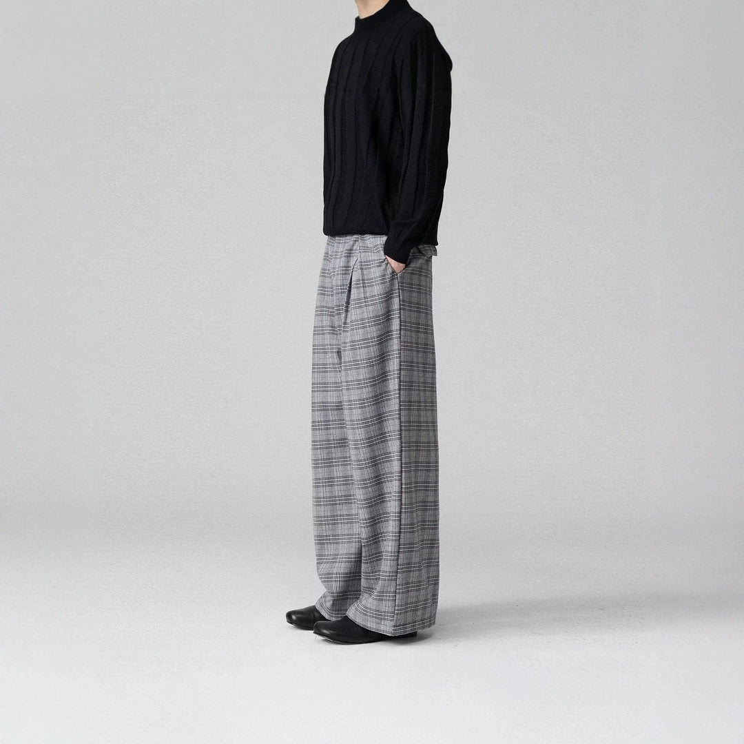Herren Weitgeschnittene Karottenhose mit Karo-Muster Echoarchiv