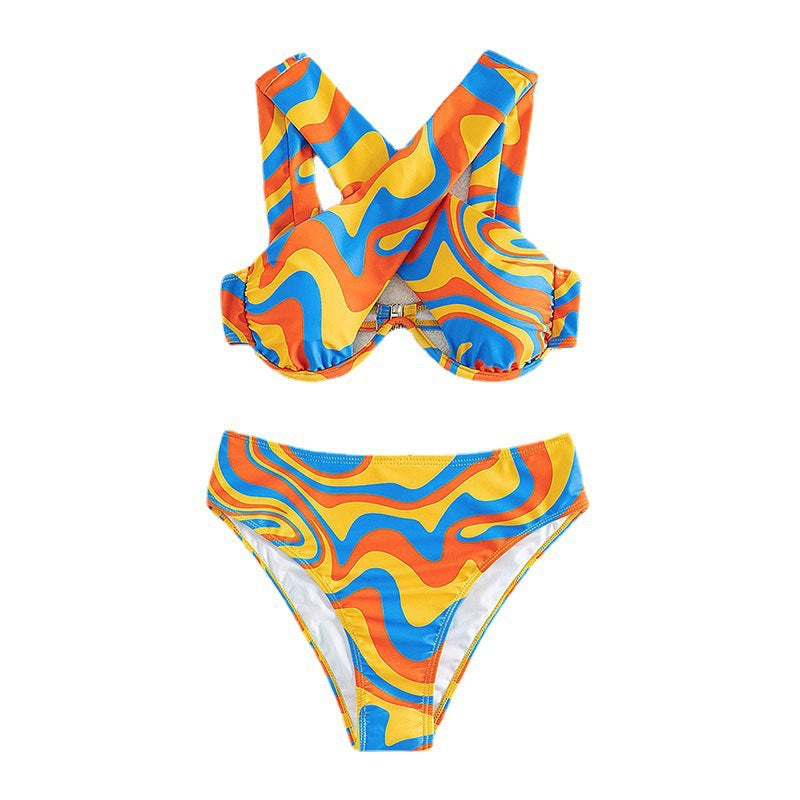Damen Bikini-Set mit asymmetrischem Design und hohem Bund Echo Archiv