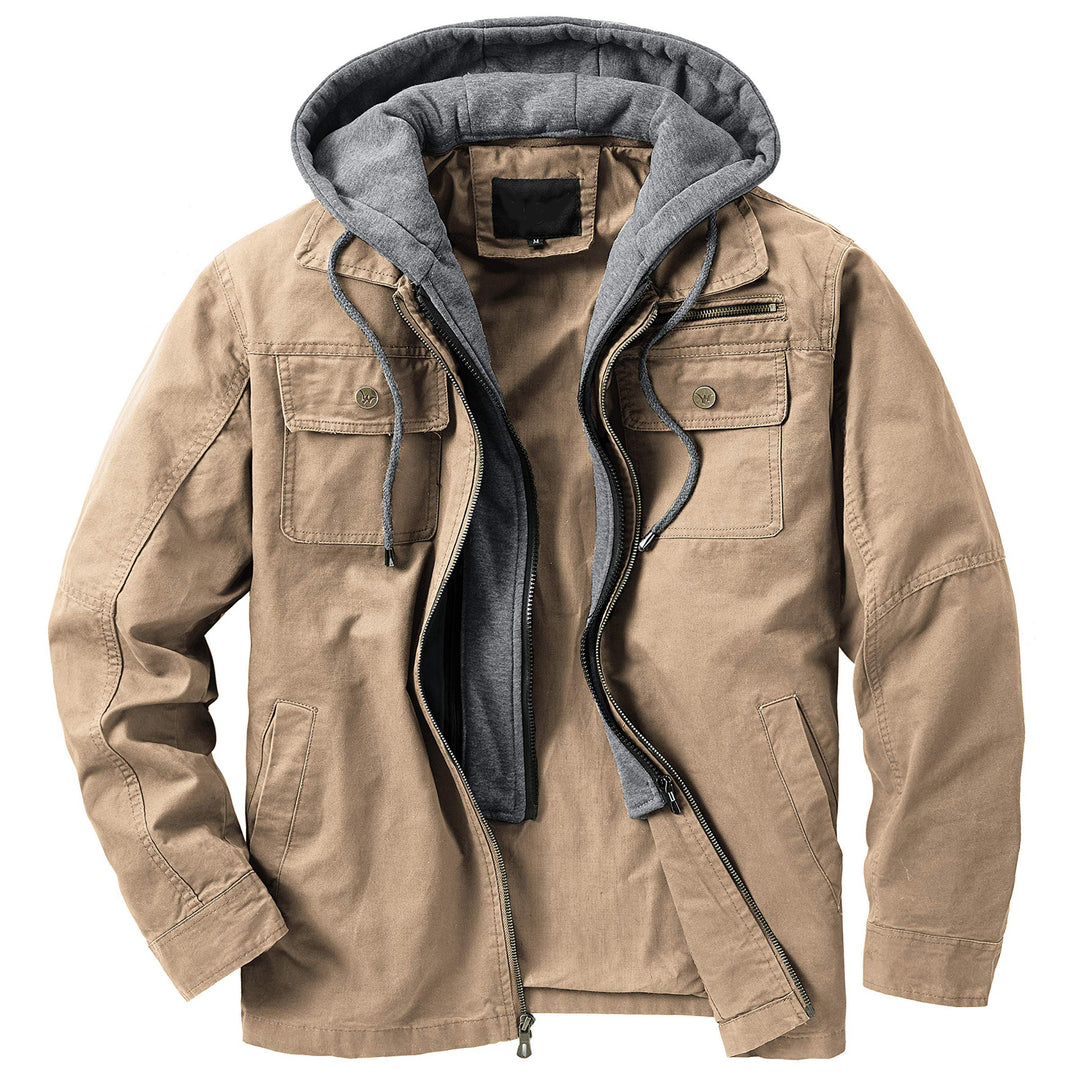 Herren vielseitige Utility-Jacke mit abnehmbarer Kapuze und praktischem Innenfutter Echoarchiv