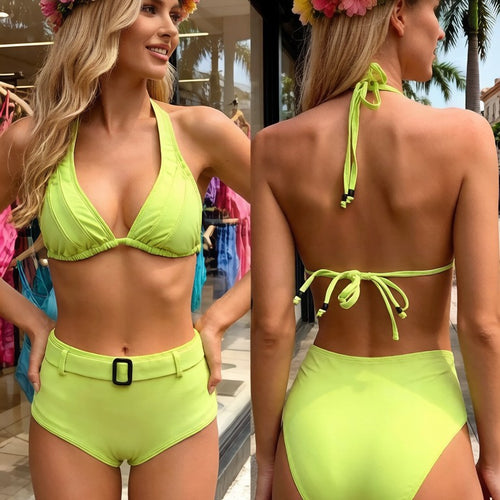 Damen Triangel-Bikini-Set mit praktischen Schnallen-Details Echo Archiv