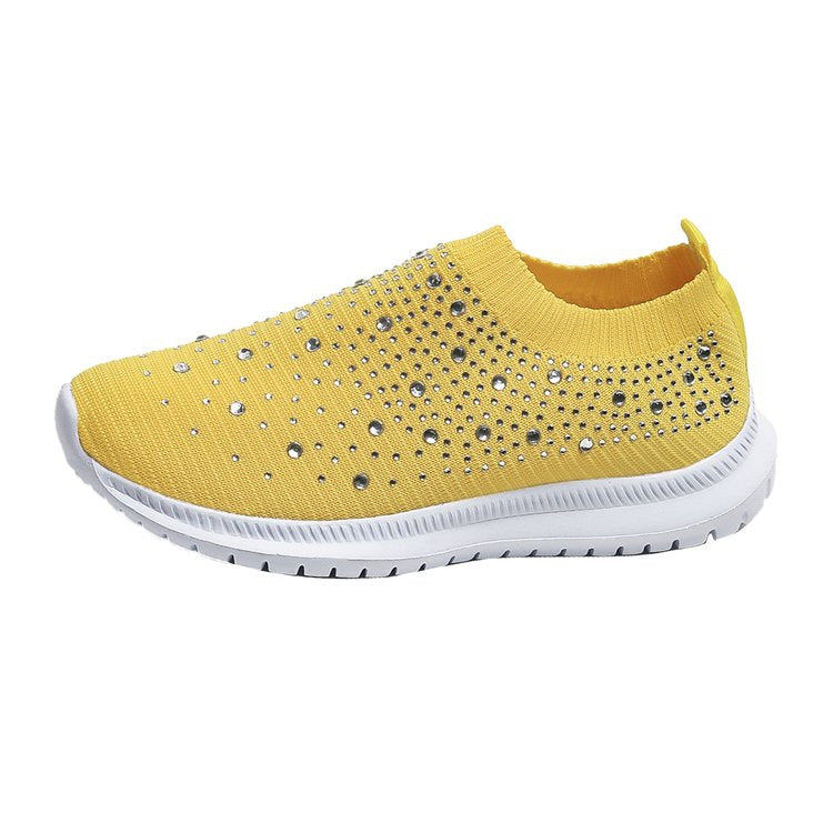 Damen Strick-Slip-On-Sneaker mit elastischem Schaft und Ziersteinen Echo Archiv