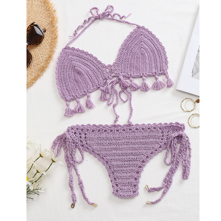Damen Häkel-Bikini-Set mit fransigen Akzenten und verstellbaren Trägern Echo Archiv