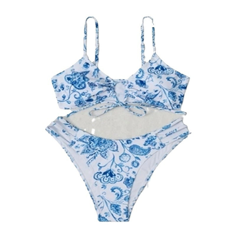Damen Bikini-Set mit floralem Wickeldetail und hochgeschnittenem Slip Echo Archiv