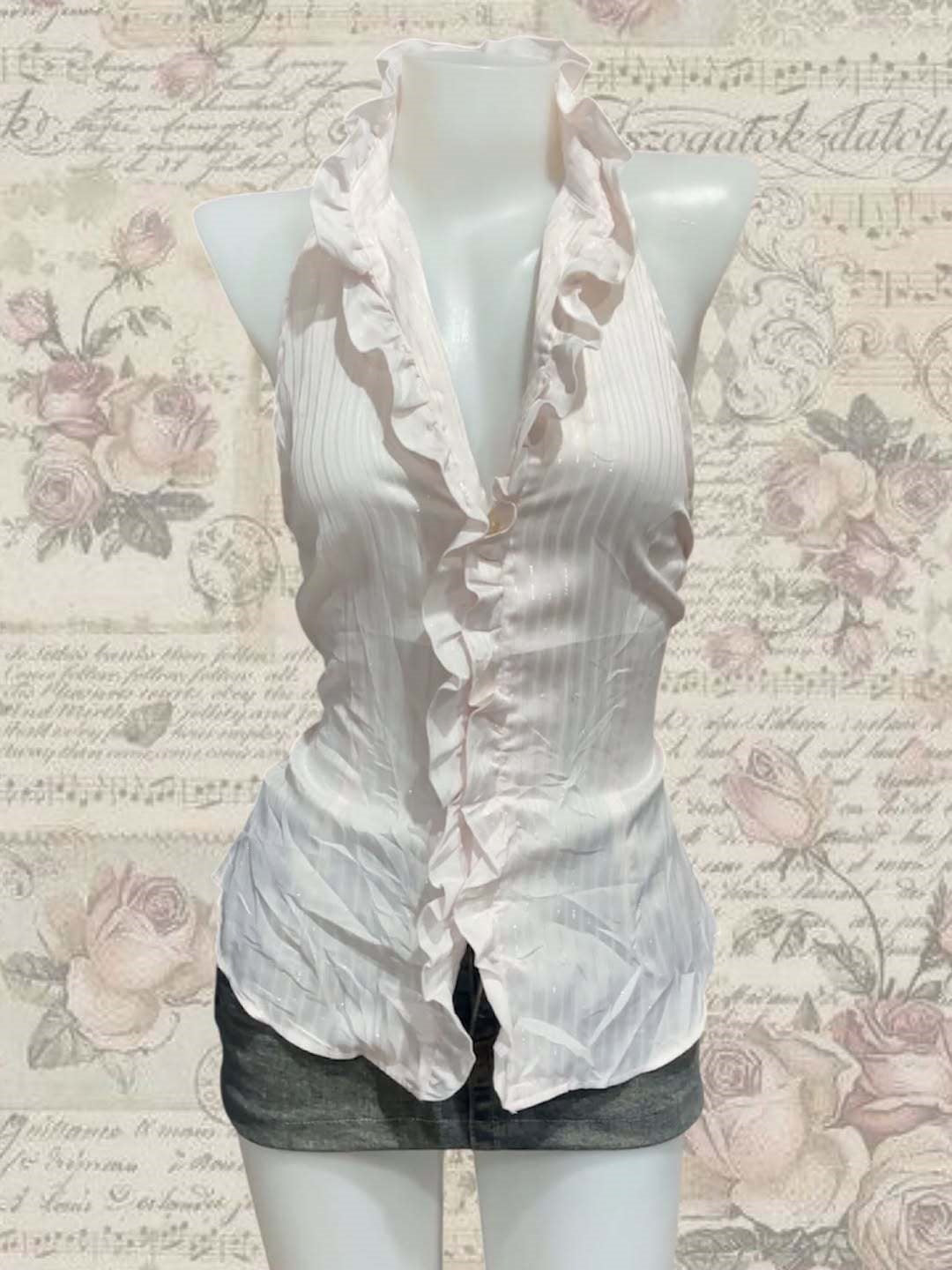 Damen Elegantes Faltenoberteil mit Rüschen Echo Archiv