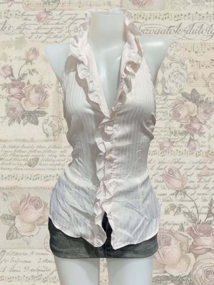 Damen Elegantes Faltenoberteil mit Rüschen Echo Archiv