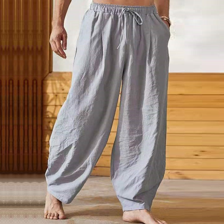 Herren lockere Leinenhose mit elastischem Bund Echoarchiv