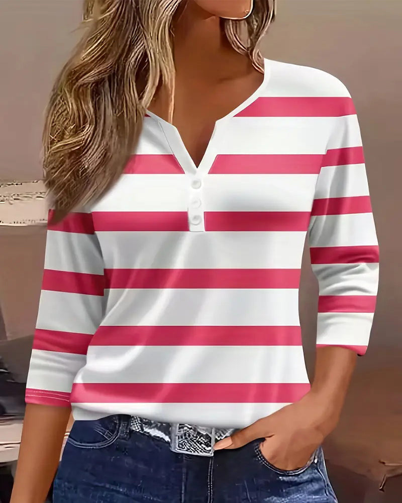 Damen Langarmshirt mit Maritimem Streifenmuster Echoarchiv