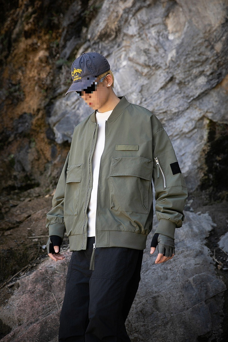 Damen Oversize Multifunktionale Field-Bomberjacke mit Cargo-Taschen & gerippten Bündchen Echoarchiv