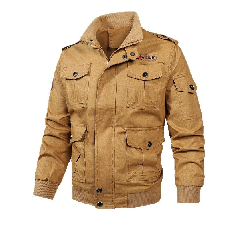Herren Fieldjacke im Military-Stil mit Mehrfach-Taschen und Strickkragen Echoarchiv