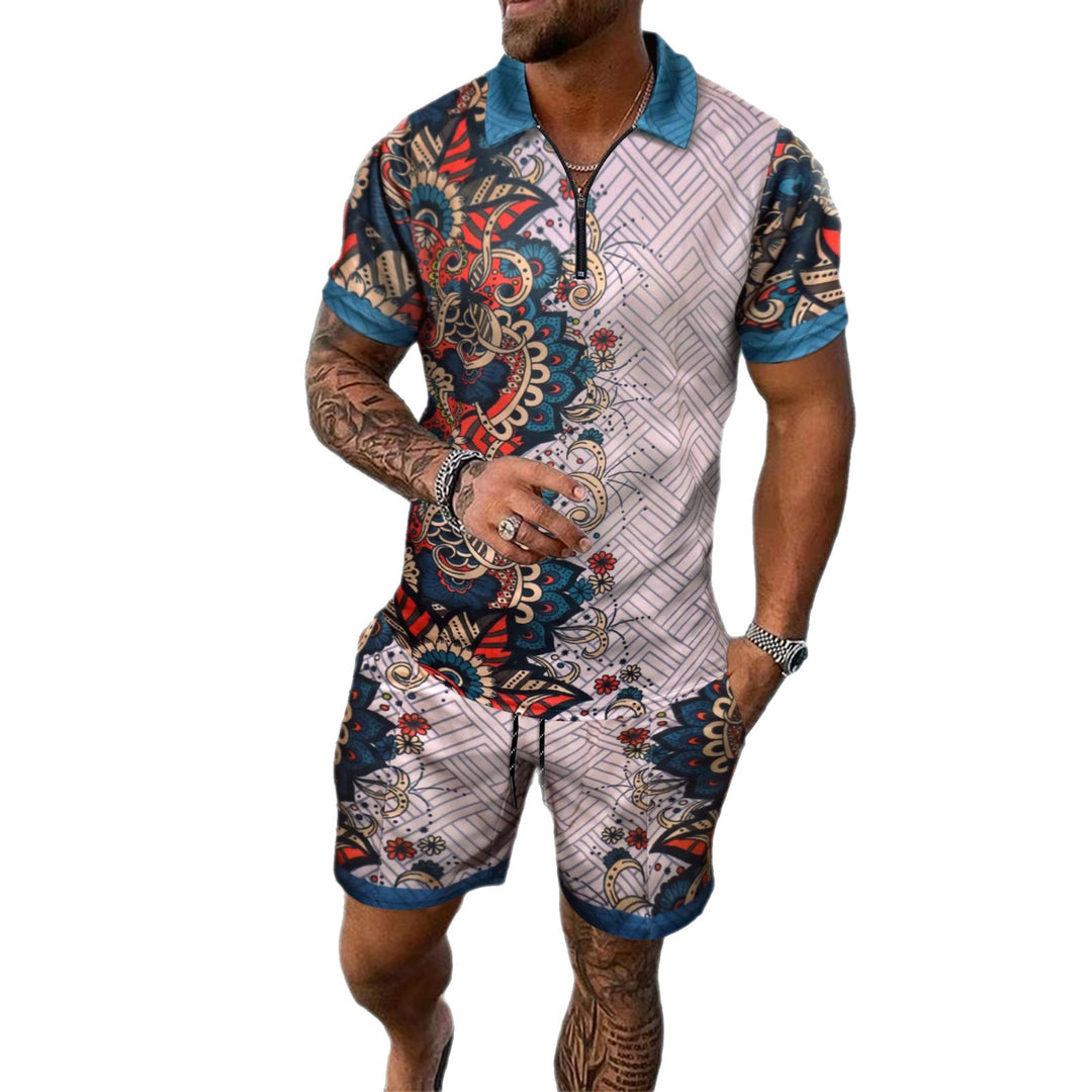 Herren Freizeit-Set mit modernem Druckdesign und praktischen Taschen Echoarchiv