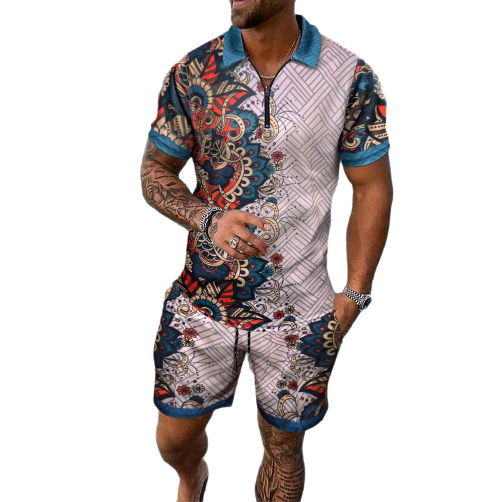 Herren Freizeit-Set mit modernem Druckdesign und praktischen Taschen Echoarchiv
