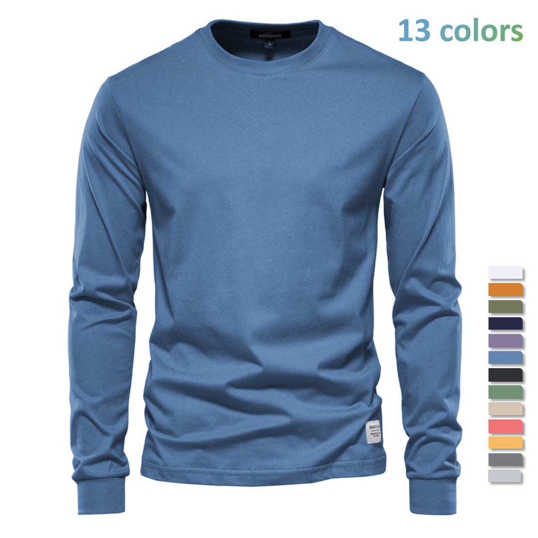 Herren nan klassisches langärmliges Baumwollshirt mit Rundhalsausschnitt und elastischen Bündchen Echo Archiv