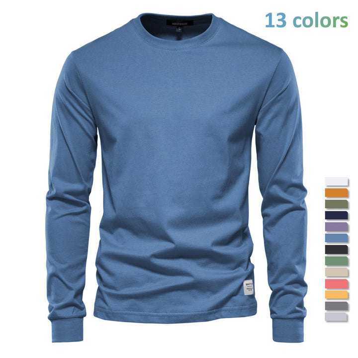 Herren nan klassisches langärmliges Baumwollshirt mit Rundhalsausschnitt und elastischen Bündchen Echo Archiv