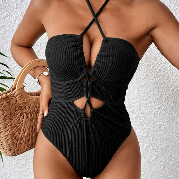 Damen Hochgeschnittener Badeanzug mit Cut-Outs und trendy Riemen Echo Archiv