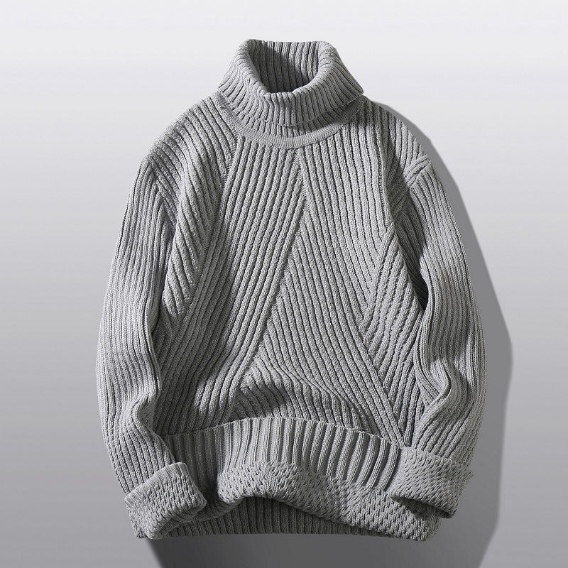 Herren nan strukturierter Rollkragenpullover mit diagonaler Rippstruktur und schlanker Passform Echo Archiv