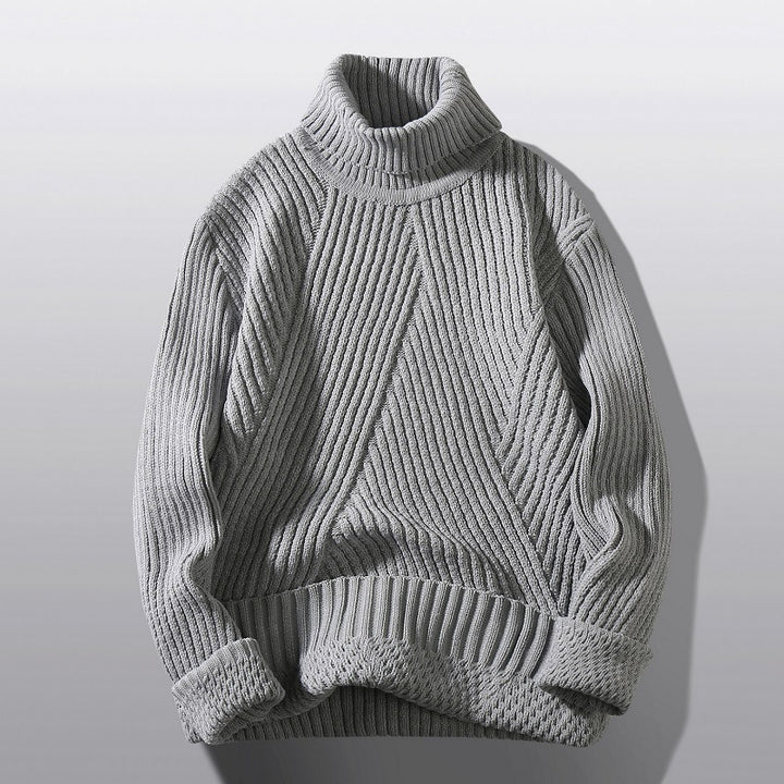 Herren nan strukturierter Rollkragenpullover mit diagonaler Rippstruktur und schlanker Passform Echo Archiv