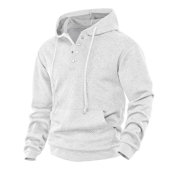 Herren Kapuzenpullover mit Henley-Knopfleiste, Strukturstrick & Kängurutasche Echoarchiv