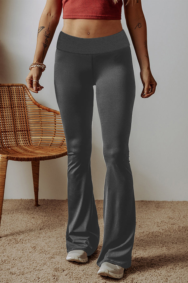 Damen High-Waist Flare-Hosen aus Stretch-Jersey mit weitem Schlag Echoarchiv
