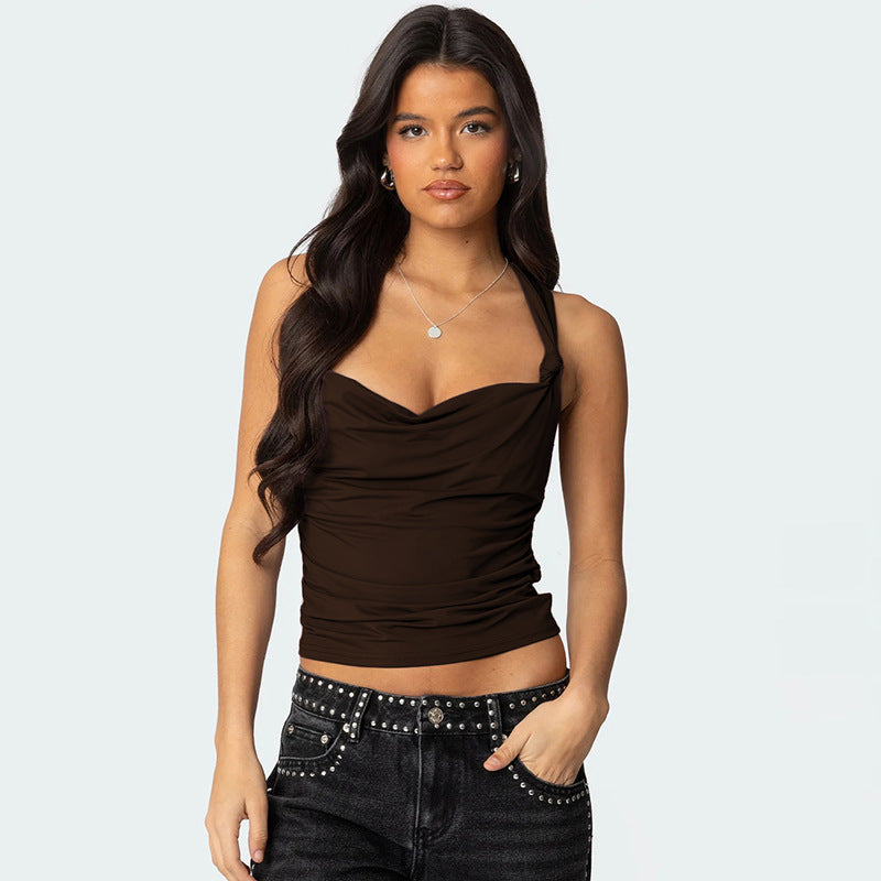 Damen modisches Top mit Knoten-Detail und Raffungen Echo Archiv