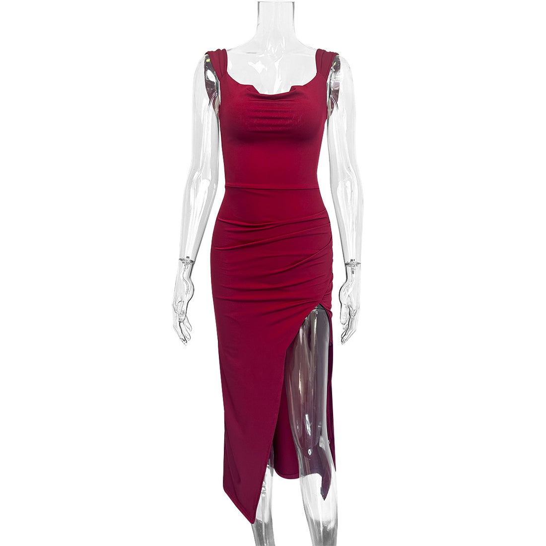 Damen Elegantes, figurbetontes Abendkleid mit seitlichem Schlitz – Élara