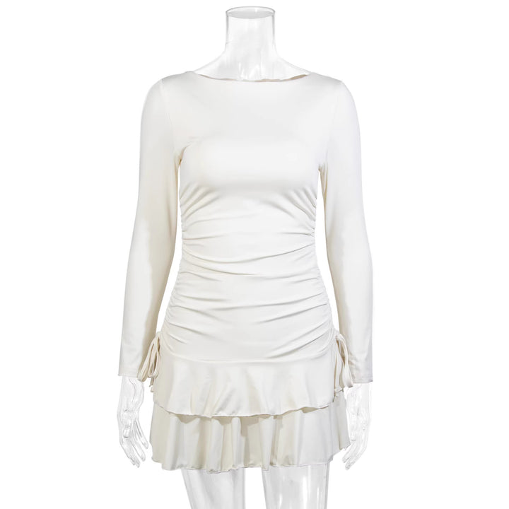 Damen Figurbetontes Minikleid mit Rüschendetails und seitlichen Bindebändern Echo Archiv