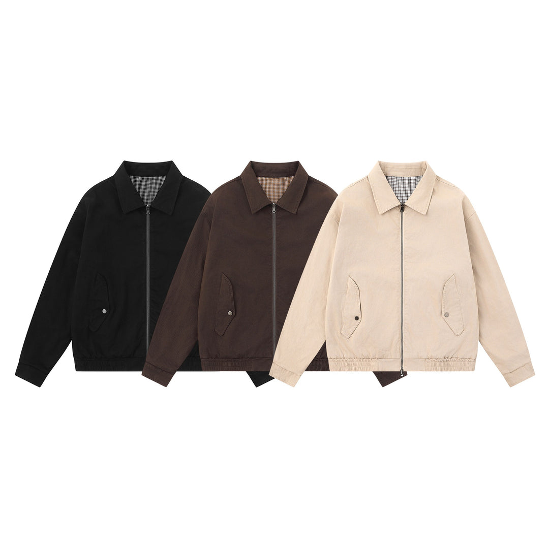 Herren Boxy-Canvas-Blousonjacke mit Reißverschluss, Pattentaschen und elastischem Saum Echoarchiv