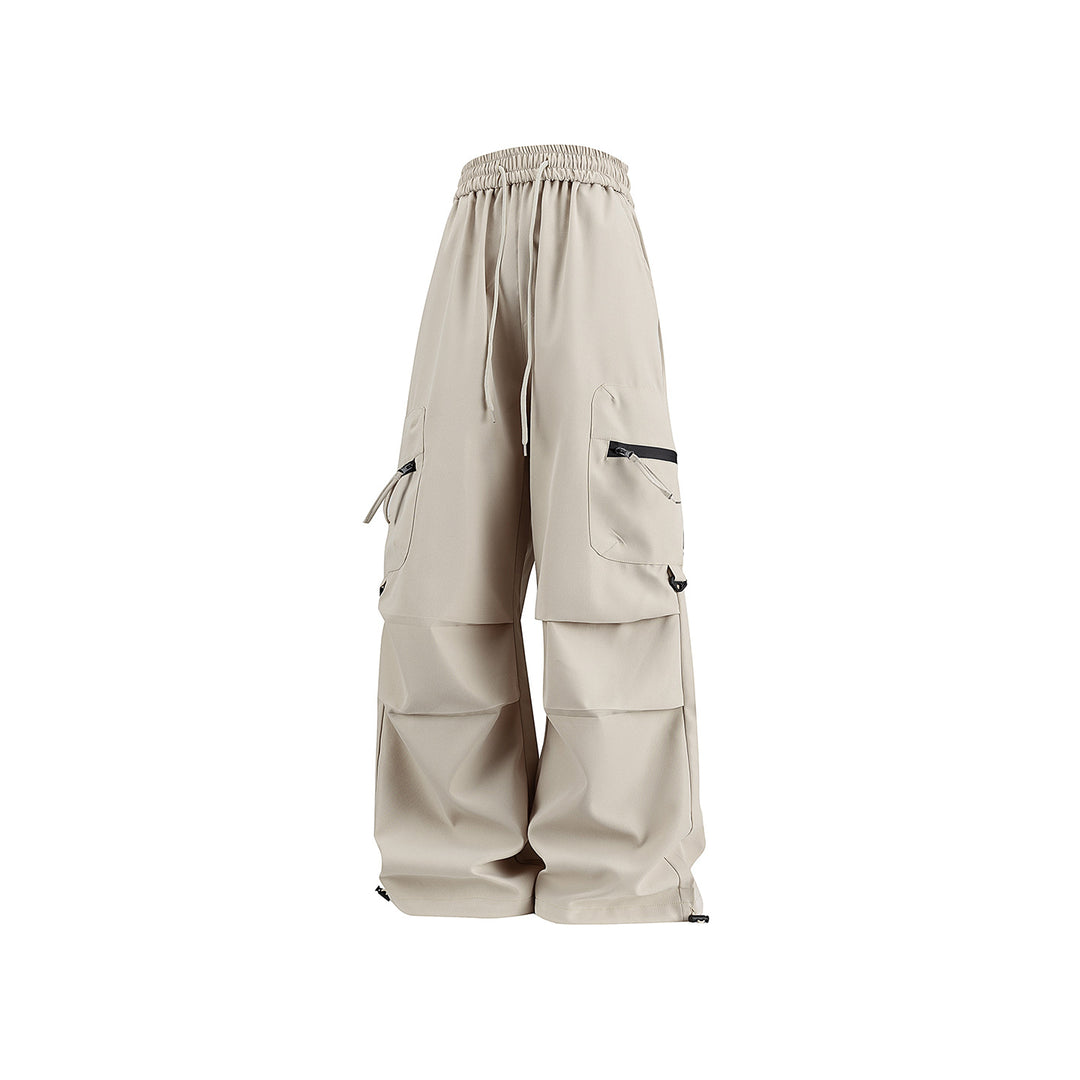 Damen Weite Cargo‑Schlaghose mit hohem Elastbund, Multitaschen und verstellbarem Saum Echo Archiv