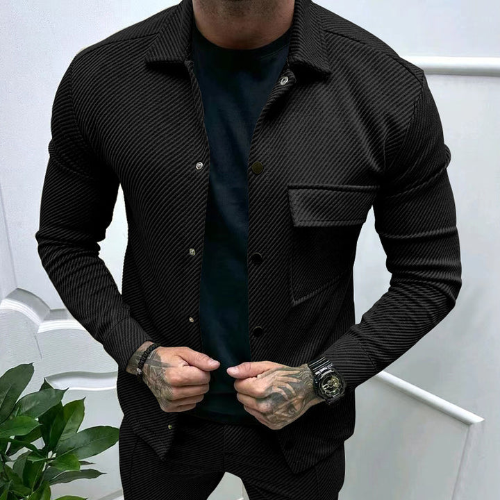 Herren Freizeitjacke mit gestreiftem Design und praktischen Taschen Echoarchiv