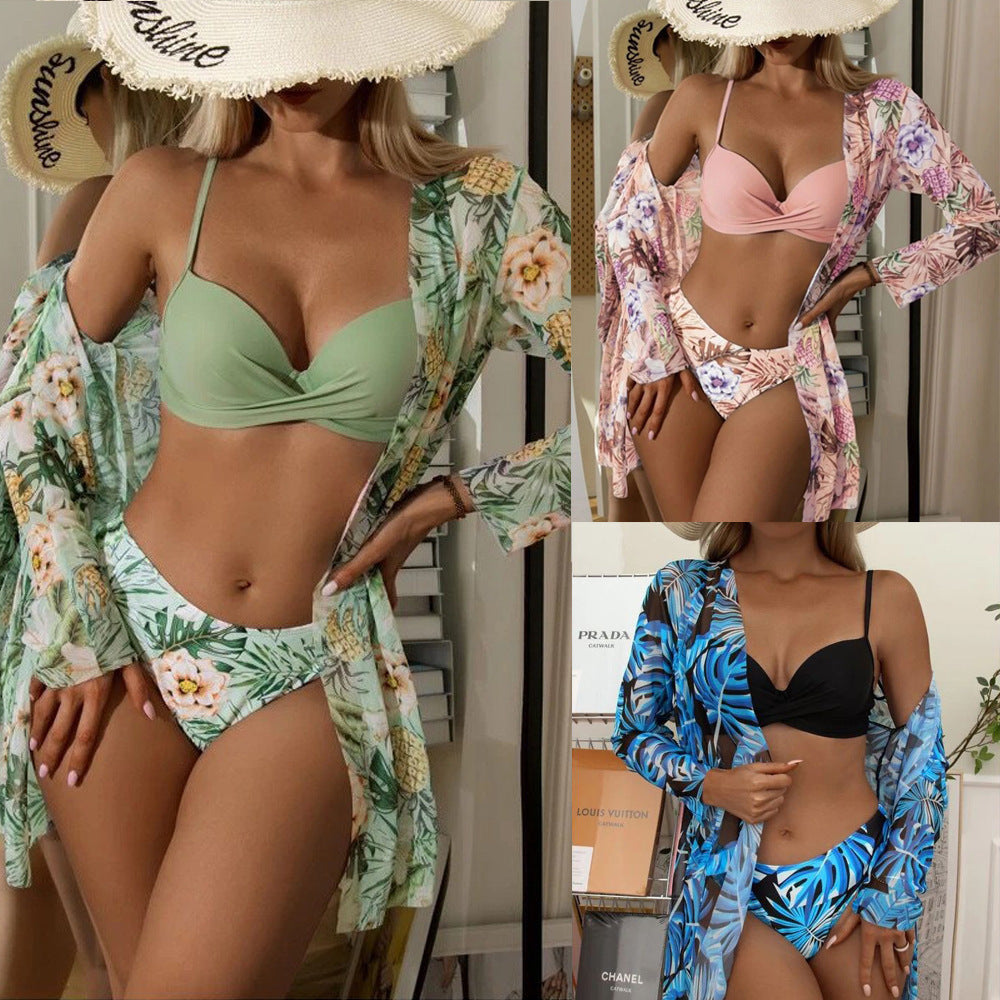 Damen Strandkimono mit floralem Mustermix und lockerer Passform Echo Archiv