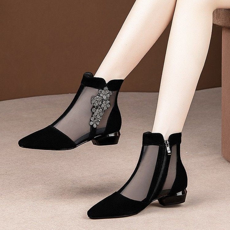 Damen Elegante transparente Stiefeletten mit funkelndem Schmuckdetail Echo Archiv