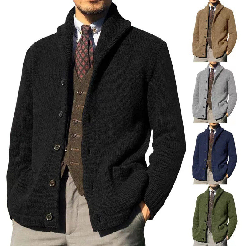 Herren Strickjacke mit modernem Stehkragen und praktischen Knöpfen Echoarchiv