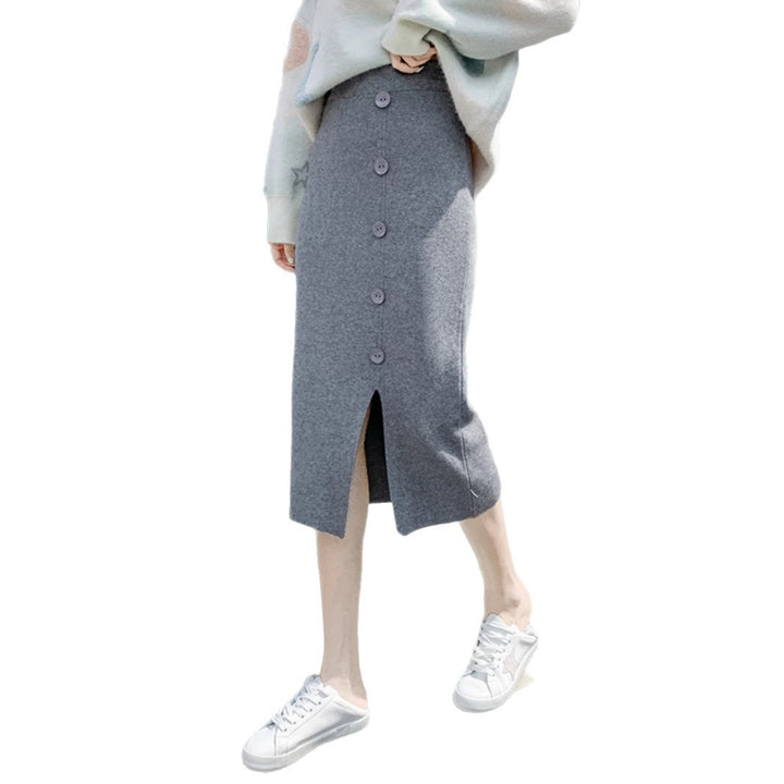 Damen Eleganter Maxi-Rock mit Knopfdetails und Schlitz Echo Archiv
