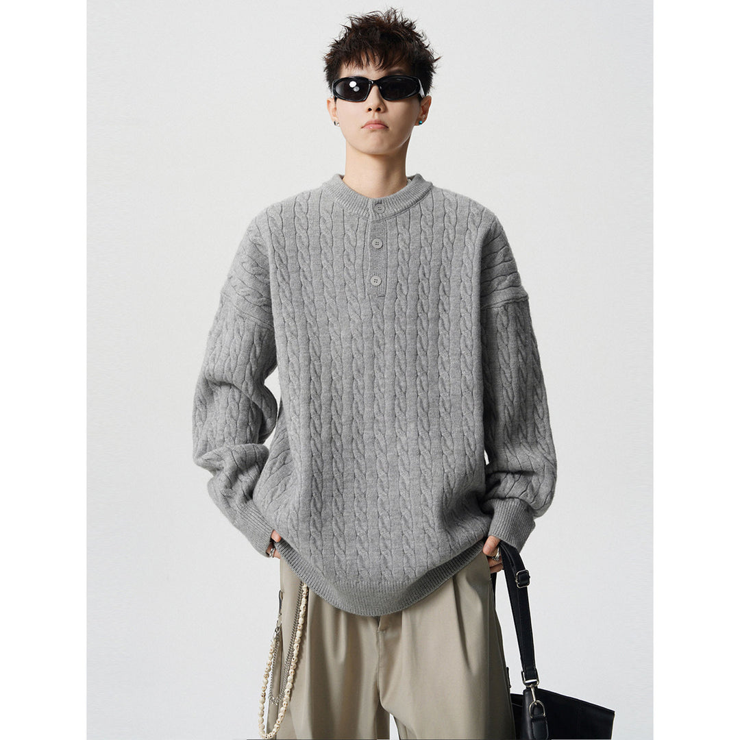 Herren Grobstrickpullover mit Knopfleiste Echoarchiv