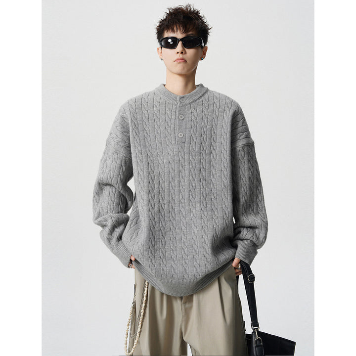Herren Grobstrickpullover mit Knopfleiste Echoarchiv
