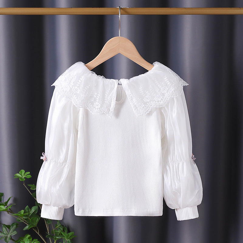 Damen elegante Bluse mit romantischem Spitzenkragen und Rüschendetails Echo Archiv