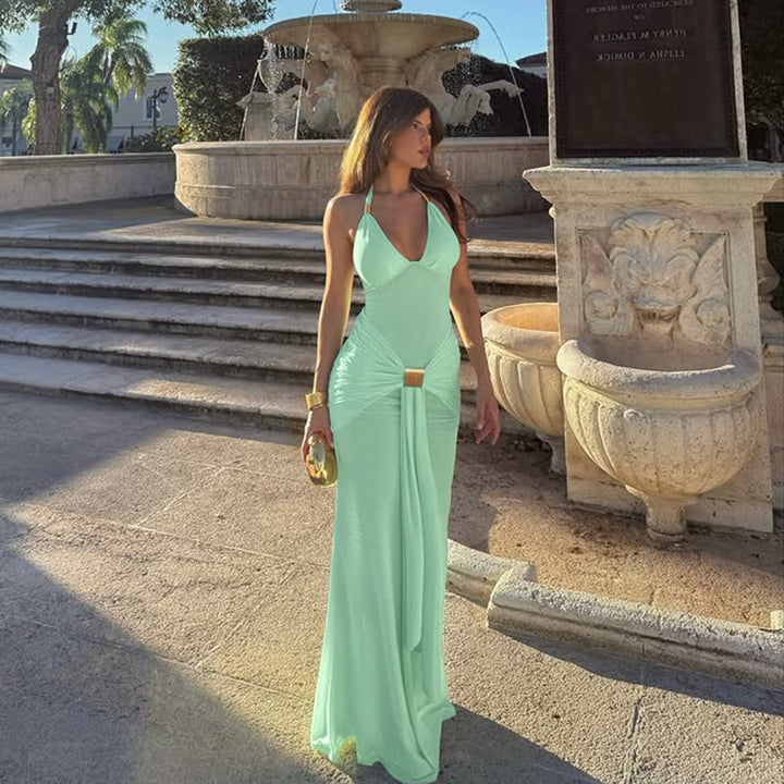 Damen Maxikleid mit raffiniertem Wickeldesign und verführerischem V-Ausschnitt Echo Archiv