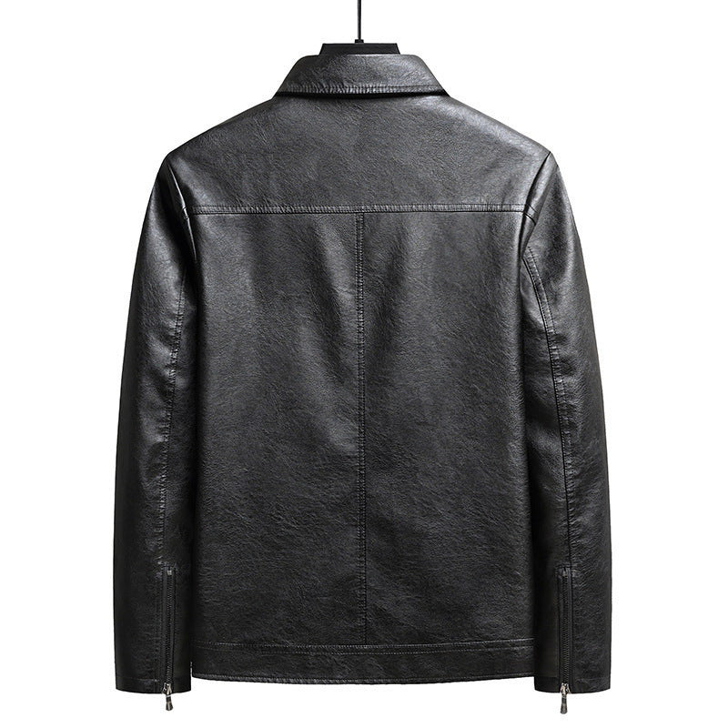 Herren schlanker Kunstleder-Fliegerblouson mit Hemdkragen und ergonomischen Nahtdetails Echoarchiv