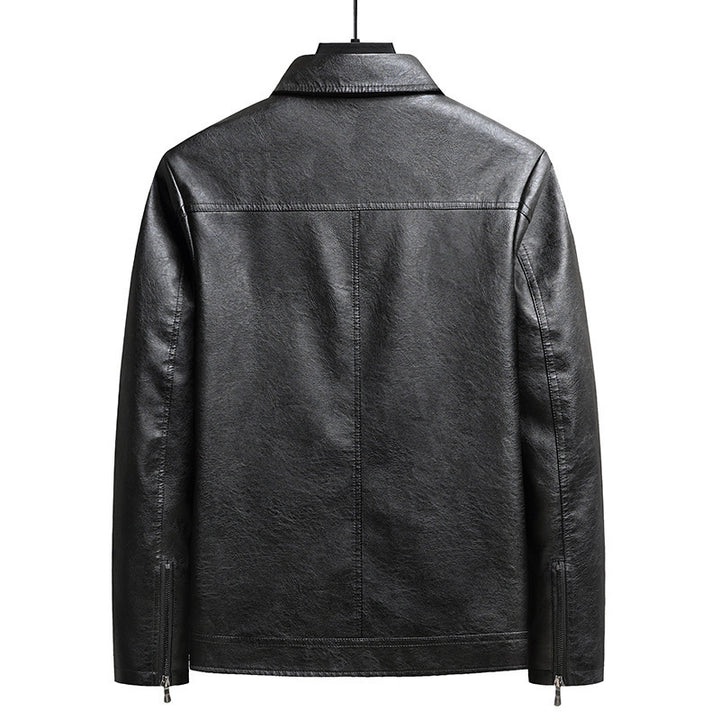 Herren schlanker Kunstleder-Fliegerblouson mit Hemdkragen und ergonomischen Nahtdetails Echoarchiv