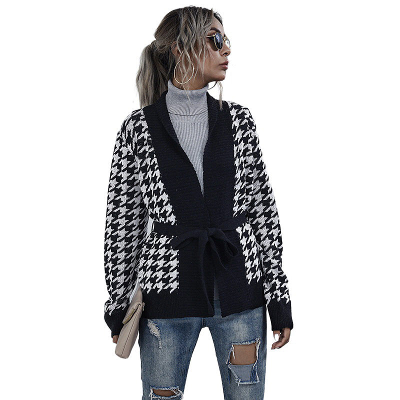 Damen Modischer Cardigan mit Bicolor-Hahnentritt Echo Archiv