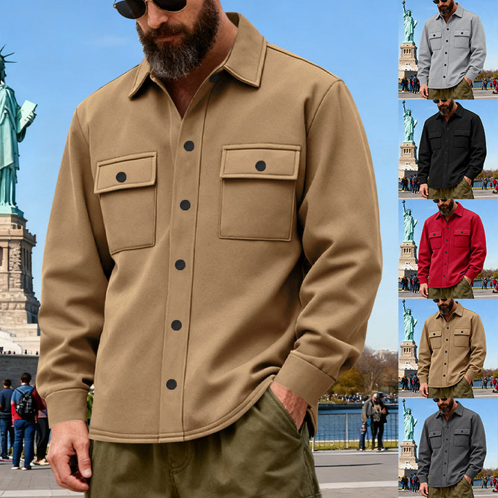 Herren nan lässige Hemdjacke aus Baumwollmischung mit aufgesetzten Brusttaschen Echo Archiv