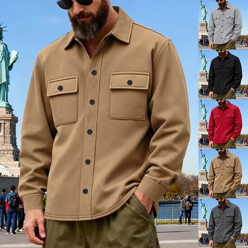 Herren nan lässige Hemdjacke aus Baumwollmischung mit aufgesetzten Brusttaschen Echo Archiv