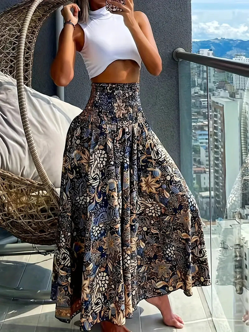 Damen Maxirock mit hohem Smokbund und floraler Paisley‑Optik Echo Archiv