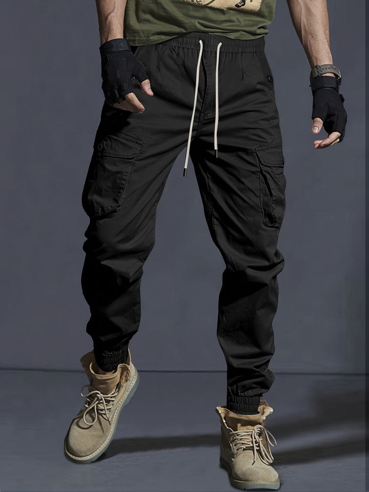 Herren Cargo-Joggerhose mit elastischem Bund, Tunnelzug und Multifunktionstaschen Echoarchiv