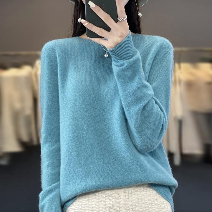 Damen Lockerer Feinstrick-Pullover mit Rundhalsausschnitt und flauschiger Angora-Optik Echoarchiv