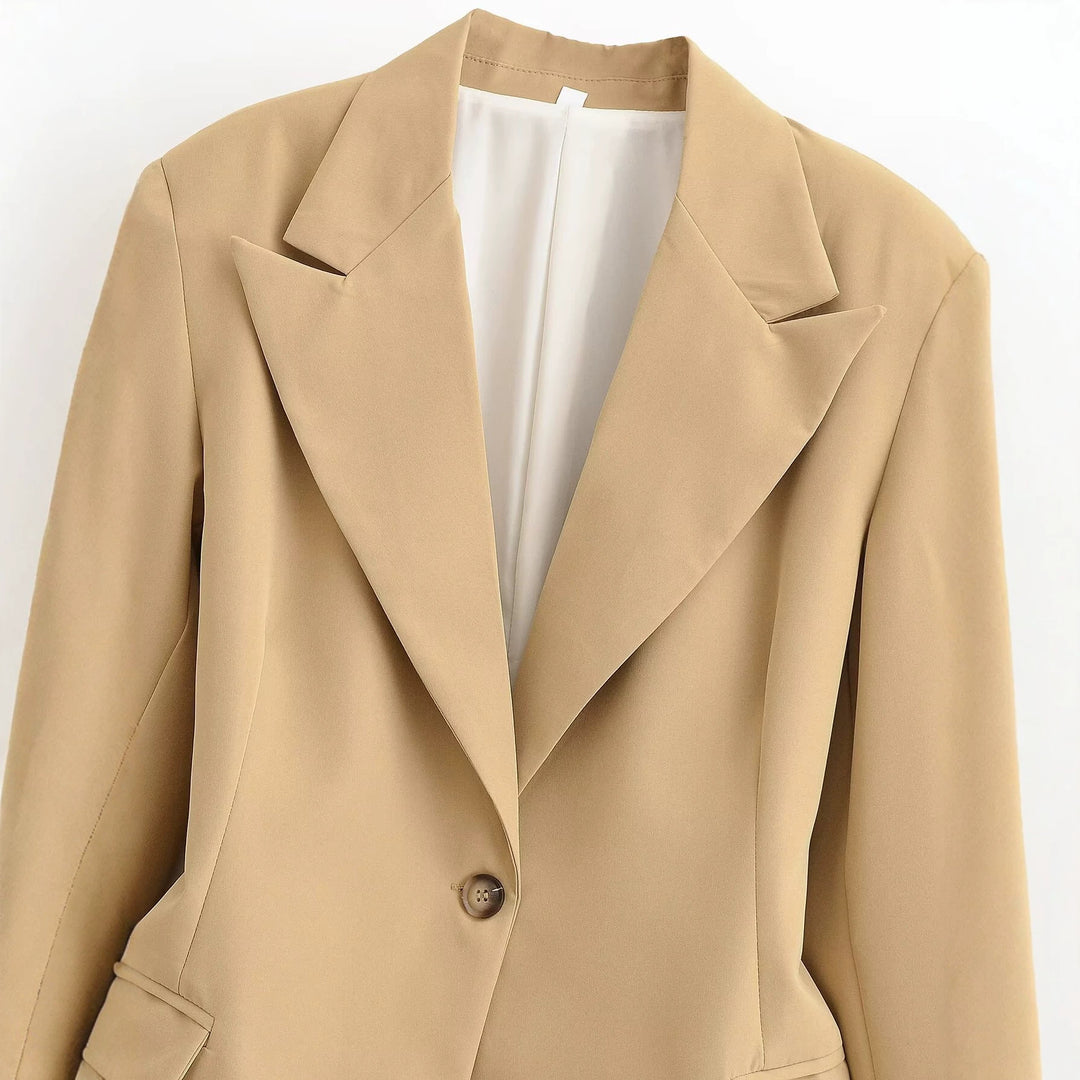 Damen Oversize-Blazer mit weitem Revers, Ein-Knopf-Verschluss und Pattentaschen Echo Archiv