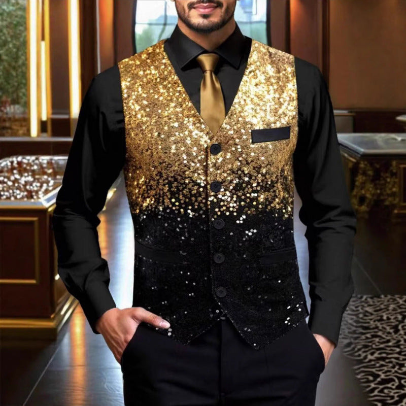 Herren Pailletten Smoking-Weste mit luxuriösem Glitzer-Finish Echoarchiv